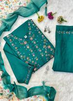 Pure Muslin Firozi Traditional Wear Hand Work Readymade Kurti Set